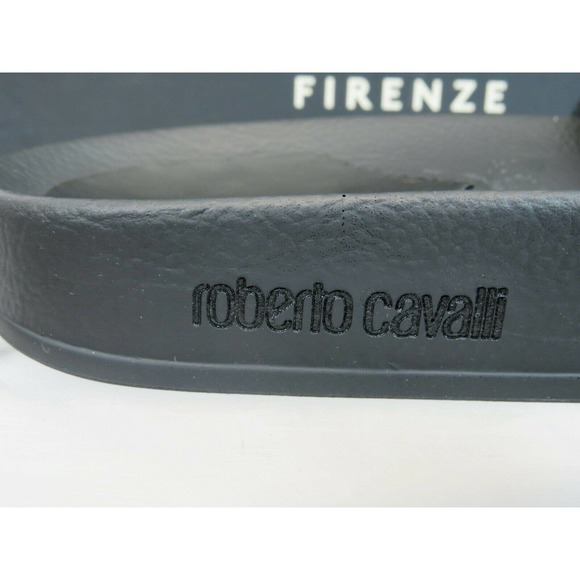 ROBERTO CAVALLI BLACK LEATHER SNAKE MEDALLION LOGO STUDS SANDAL 42.5 / 9.5 ITALY - Picture 8 of 8